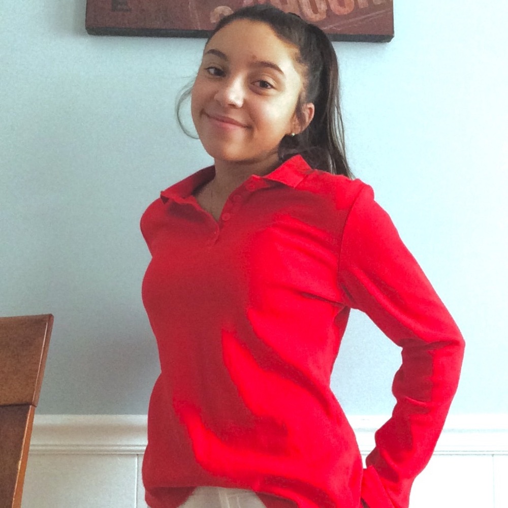 red collared shirt